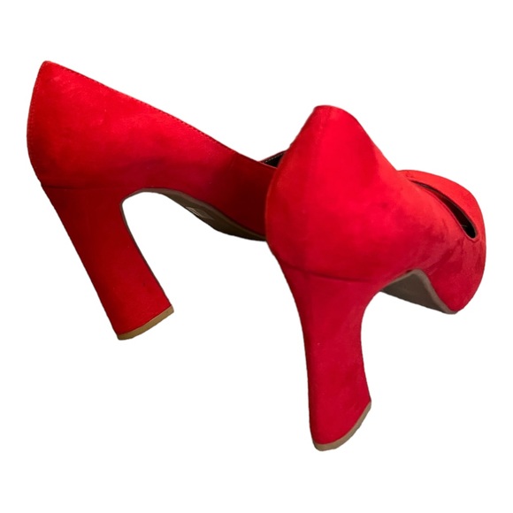 Moda Spana red faux suede peep toe heels - Picture 7 of 13
